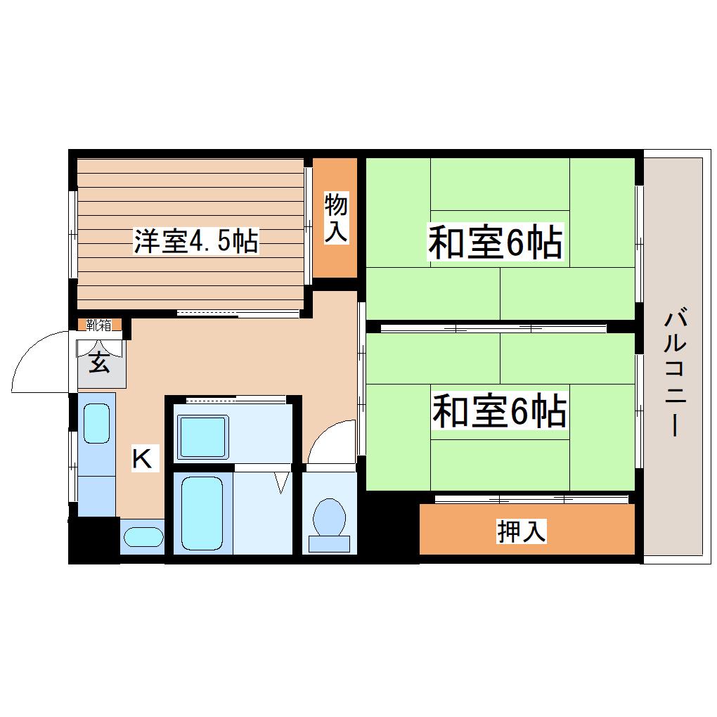 大野田YKハイツB(3K/3階)の間取り写真