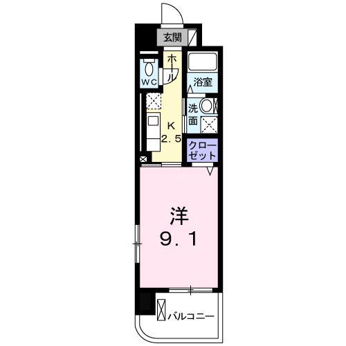 エテルノ ソーレ(1K/3階)の間取り写真