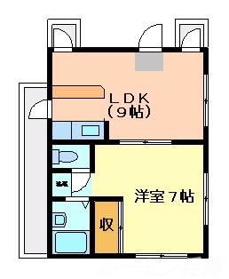 ベレンド(1LDK/2階)の間取り写真