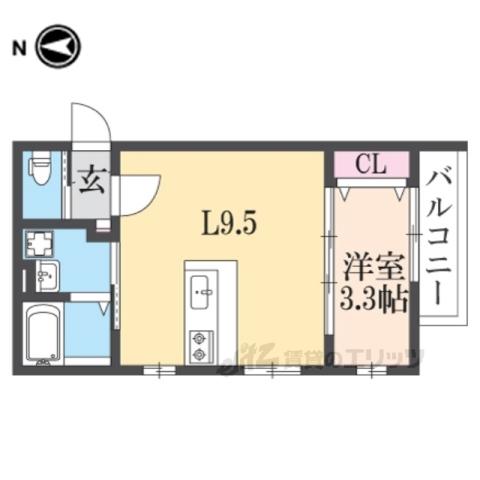 レーブ亀岡(1LDK/3階)の間取り写真