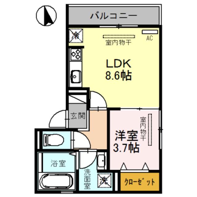 ラ・グラ・フォンティーヌⅡ(1LDK/3階)の間取り写真