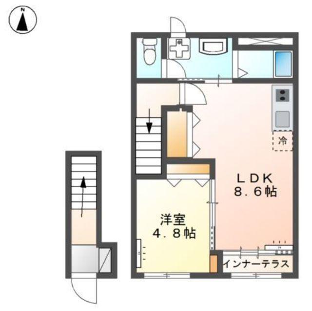 所沢市小手指町アパート工事(1LDK/2階)の間取り写真
