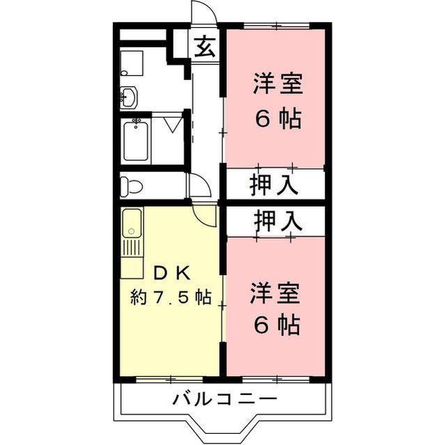 レジデンスマツバラ(2DK/2階)の間取り写真