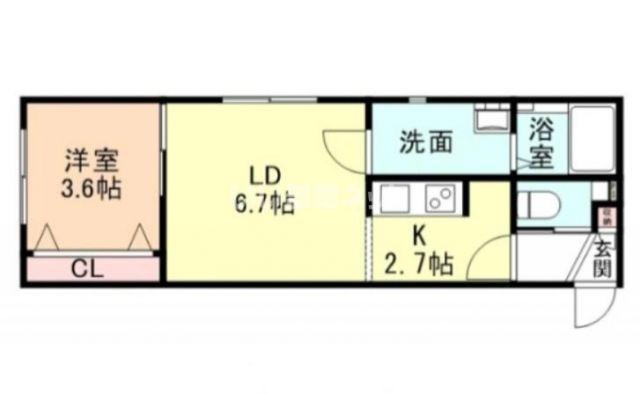 コモド太閤山II(1LDK/1階)の間取り写真