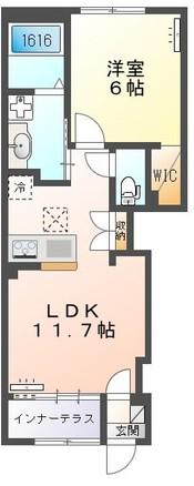 ロベリア(1LDK/1階)の間取り写真