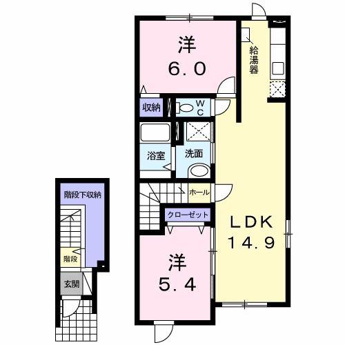 レジデンスミソラ(2LDK/2階)の間取り写真