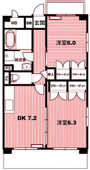 光ビル(2DK/3階)の間取り写真