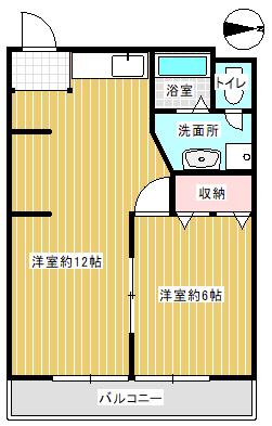 シルクハイツ(1LDK/2階)の間取り写真