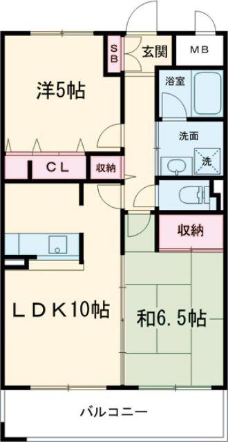 コンフォートヴィラ(2LDK/2階)の間取り写真