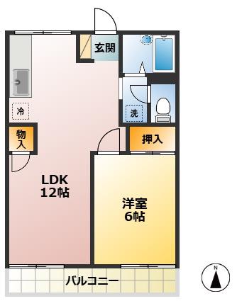 コーポレイクサイド(1LDK/2階)の間取り写真