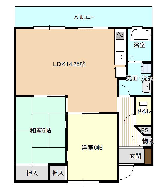 セラーンものべ(2LDK/2階)の間取り写真