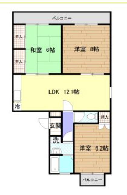 ルナハイツ(3LDK/1階)の間取り写真