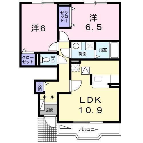 フィオーレC(2LDK/1階)の間取り写真