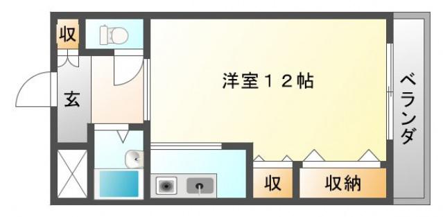 アーネスト山手I(1K/4階)の間取り写真