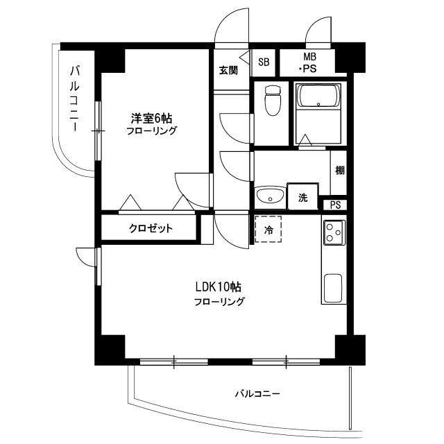 ボナール桜新町(1LDK/3階)の間取り写真