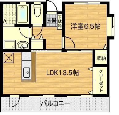 ゴールデンハイム(1LDK/3階)の間取り写真
