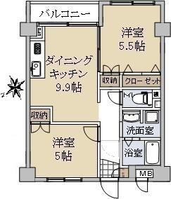 TS東大井ハイム(2DK/2階)の間取り写真