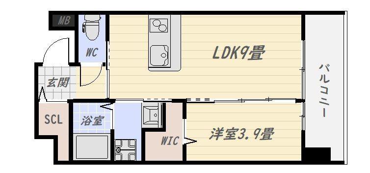 クレアグレイス荒田II(1LDK/4階)の間取り写真