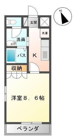 コンフォルト(1K/2階)の間取り写真