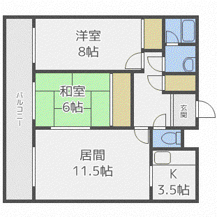 カネ山マンション(3LDK/2階)の間取り写真