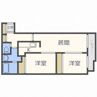 シルキーハイツ新道東(2LDK/4階)の間取り写真