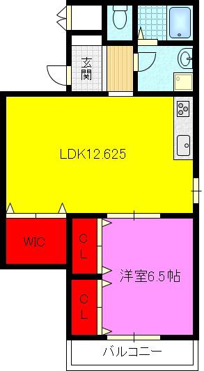 D.ALIVIO諸福(1LDK/3階)の間取り写真