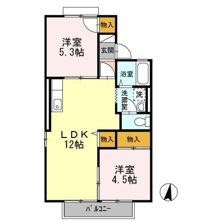 ボヌールS(2LDK/1階)の間取り写真