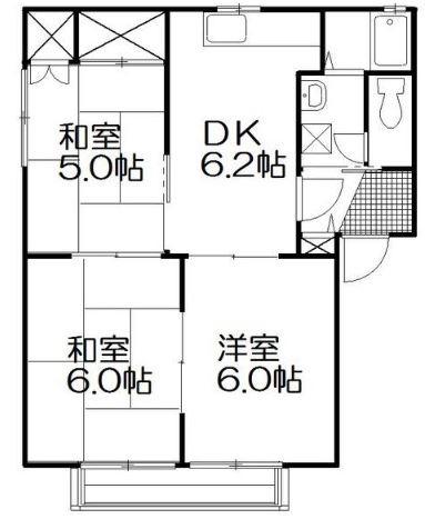 DIAS雅(3DK/2階)の間取り写真
