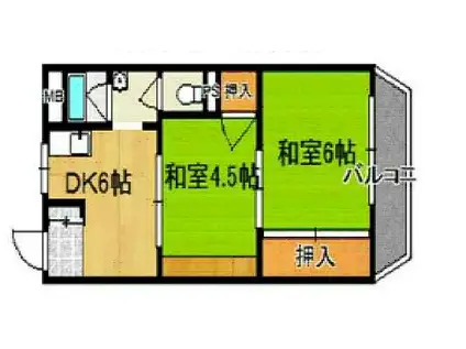 フォレストテラス箕面(2DK/4階)の間取り写真