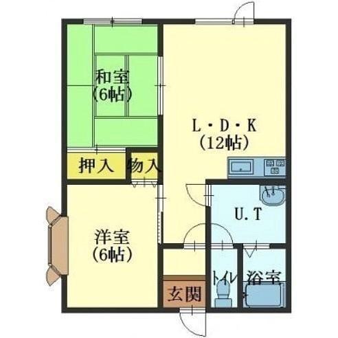 メゾンドピュアA棟(2LDK/1階)の間取り写真