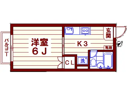 セルテア駒沢(1K/1階)の間取り写真