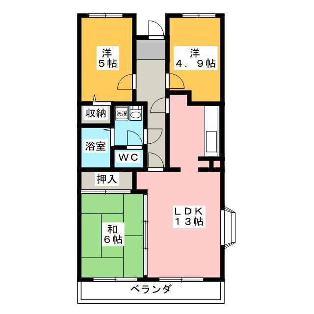 シャルム春日部(3LDK/4階)の間取り写真