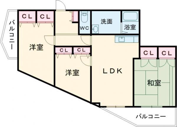 グランドシャトー西明石(3LDK/3階)の間取り写真