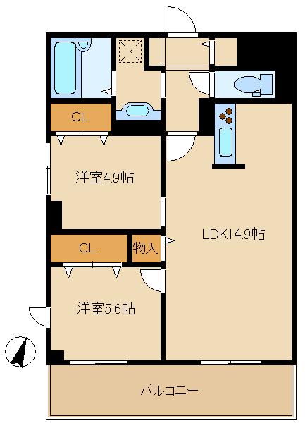 GRANDMERE YOKOHAMA(2LDK/3階)の間取り写真