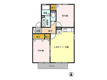 グリーンパーク光の森(2LDK/1階)の間取り写真