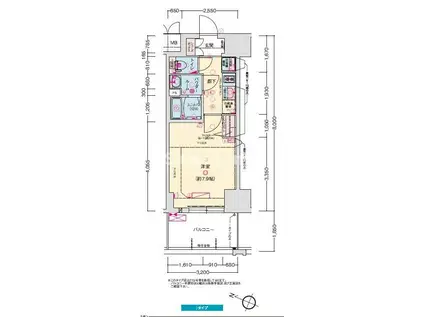 プレサンス神戸セレスティア(1K/2階)の間取り写真