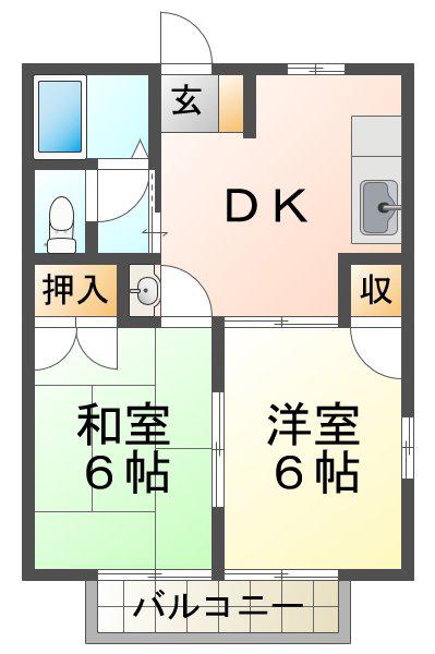 プラザ朝霧(2DK/2階)の間取り写真
