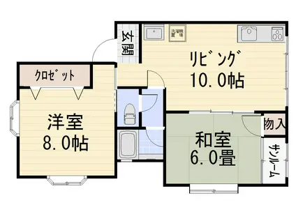 ノーブル山科B(2LDK/2階)の間取り写真