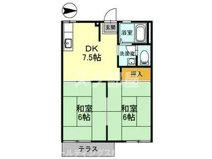 ファミールコーポ高屋7(2DK/2階)の間取り写真