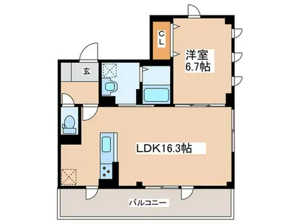 サンブルーム湘南(1LDK/3階)の間取り写真