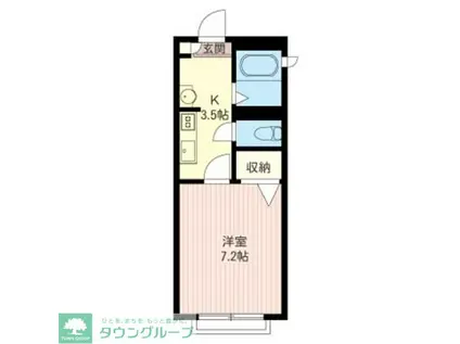 ボヌールミエール(1K/2階)の間取り写真