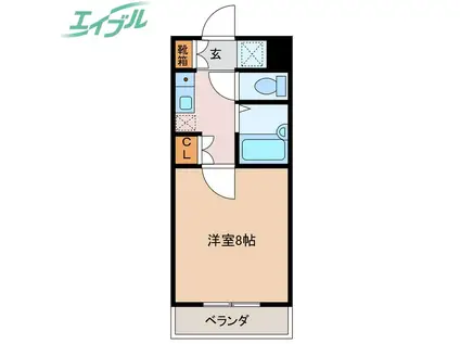 ミレニアムコート(1K/2階)の間取り写真