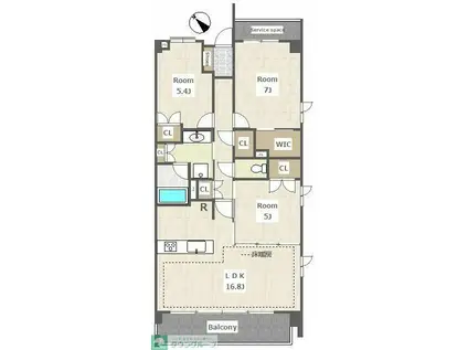 リーフィアレジデンス世田谷砧(3LDK/2階)の間取り写真