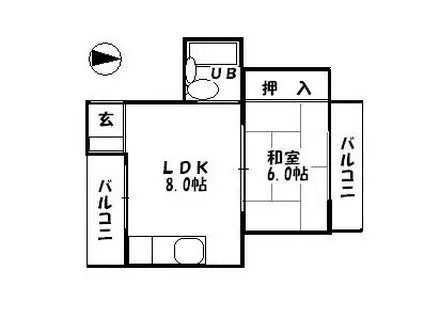 福井ビル(1DK/3階)の間取り写真