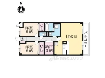 エクセルコート奈良南(2LDK/3階)の間取り写真