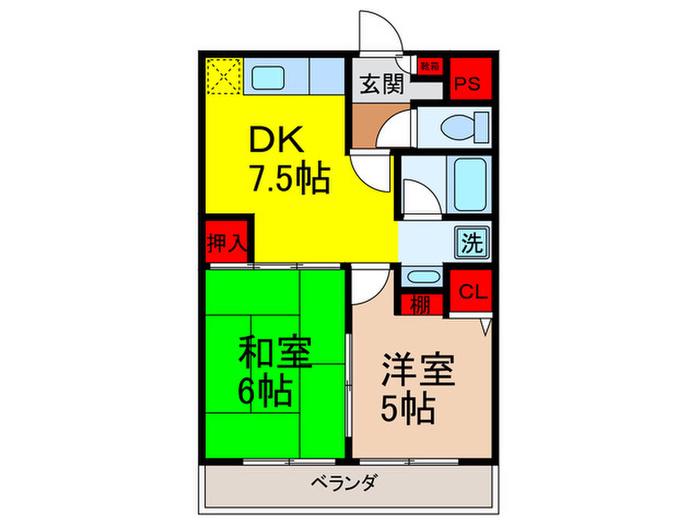 リーベンドハウス中桜塚(2DK/2階)の間取り写真