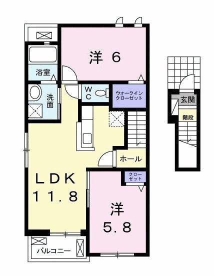 サングランス(2LDK/2階)の間取り写真