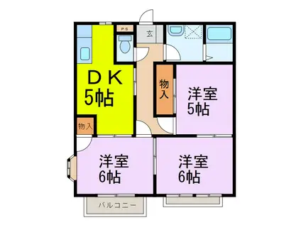 メゾンエスポワール(3DK/1階)の間取り写真