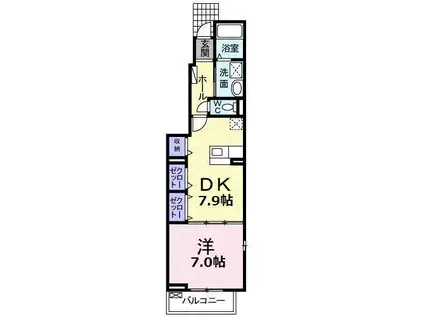 エアリー コートII(1DK/1階)の間取り写真