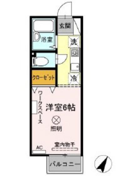 サンハイツASA(ワンルーム/2階)の間取り写真